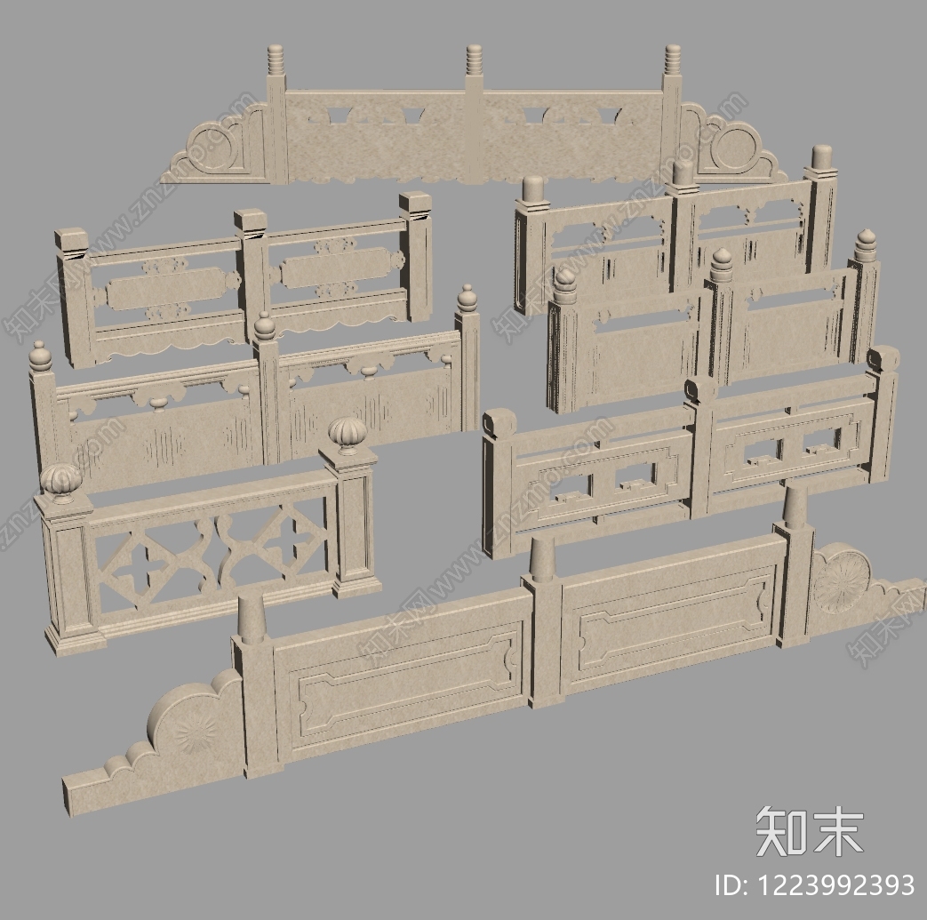 中式围栏SU模型下载【ID:1223992393】