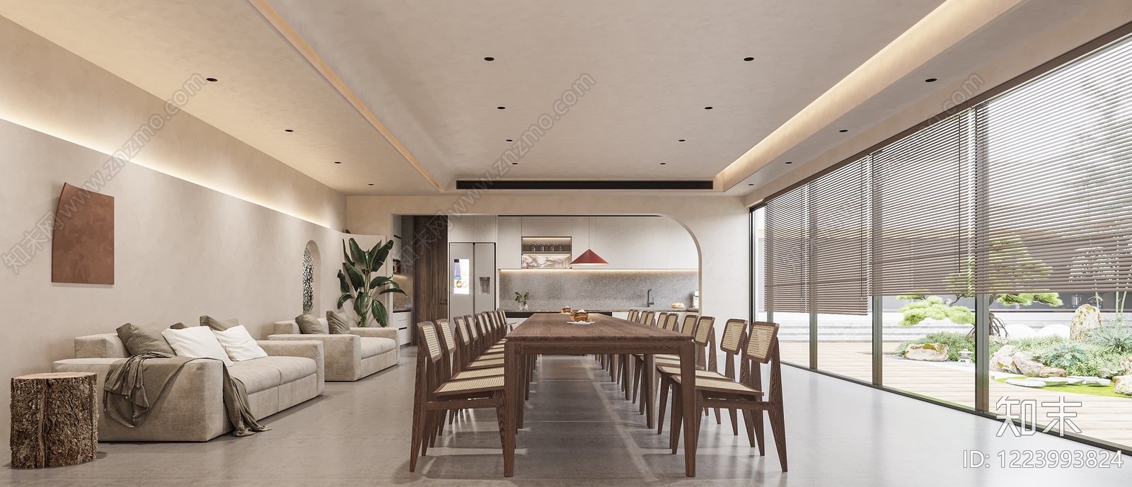 侘寂民宿大厅3D模型下载【ID:1223993824】