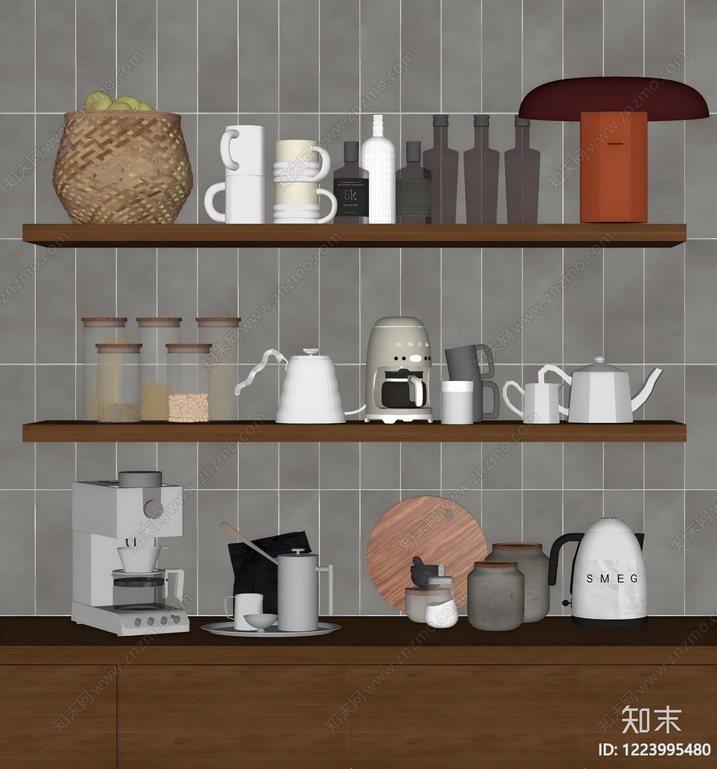 厨房用品组合SU模型下载【ID:1223995480】