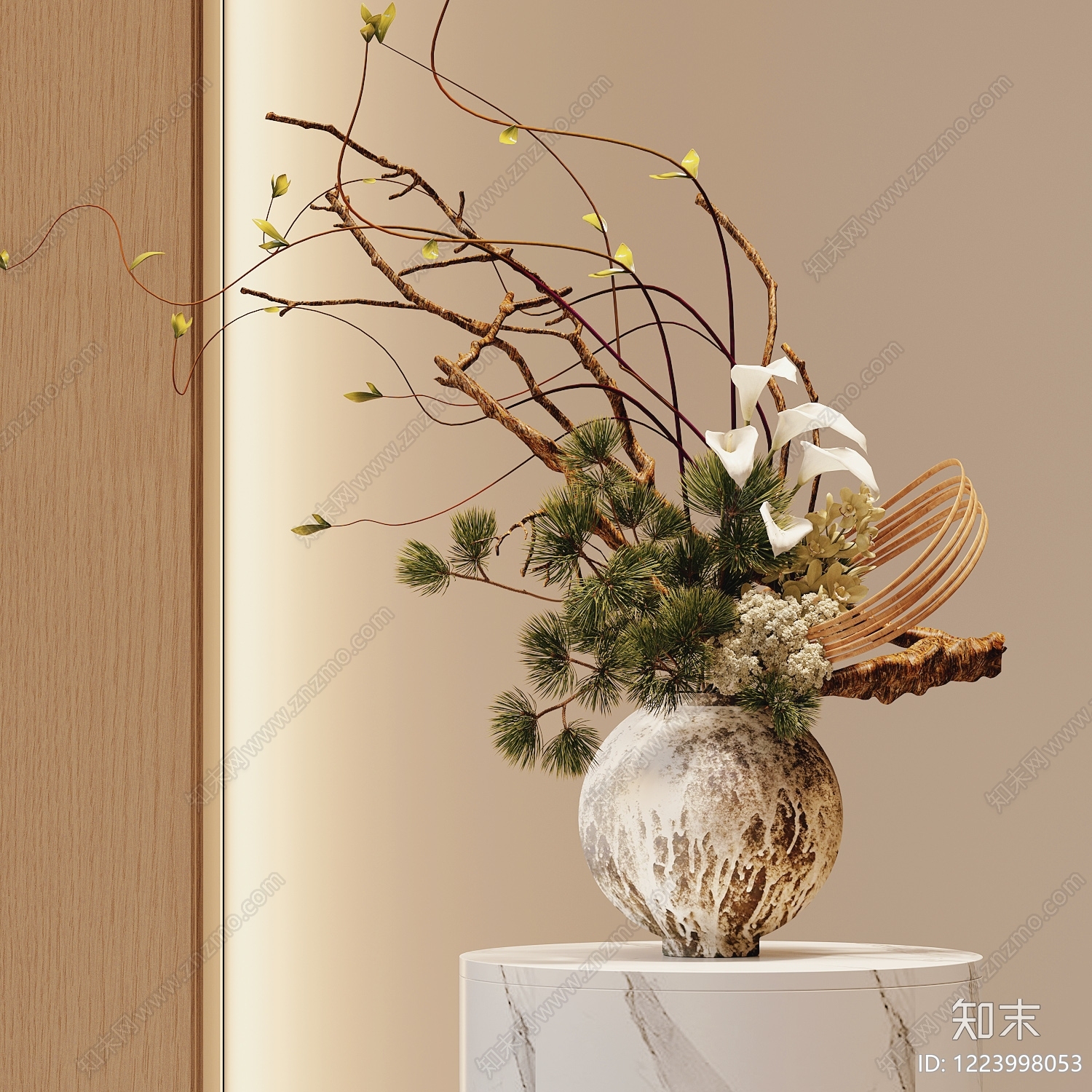 禅意花艺SU模型下载【ID:1223998053】