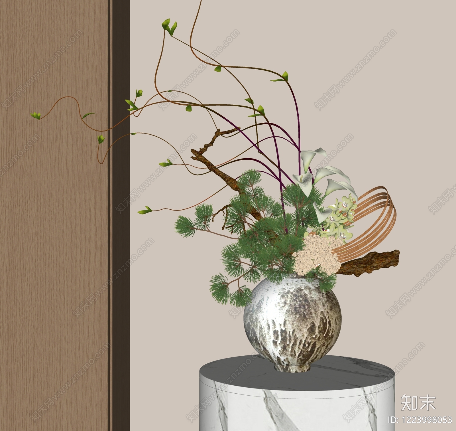 禅意花艺SU模型下载【ID:1223998053】