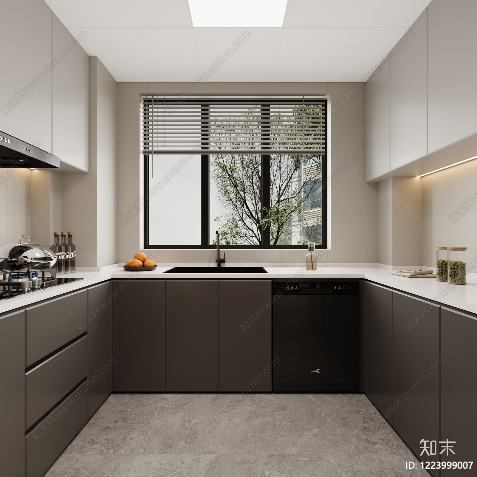 现代简约封闭式厨房3D模型下载【ID:1223999007】