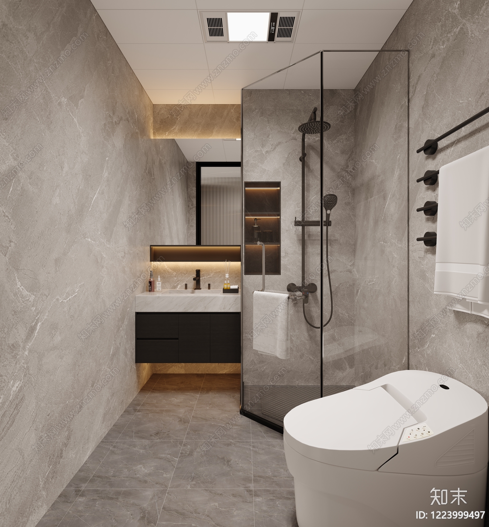 现代简约卫生间3D模型下载【ID:1223999497】