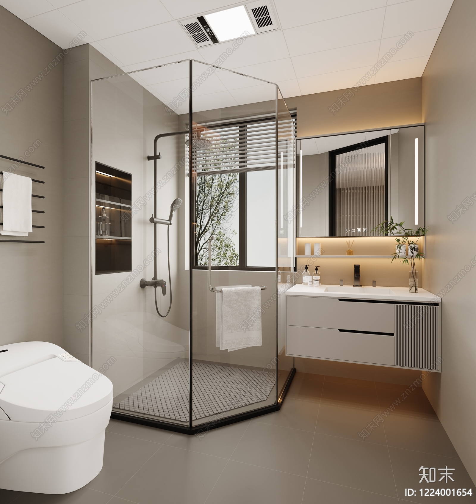 现代简约卫生间3D模型下载【ID:1224001654】
