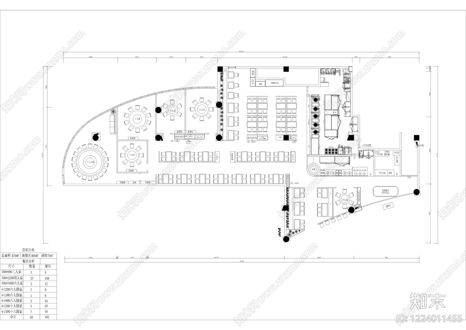 中餐厅cad施工图下载【ID:1224011455】