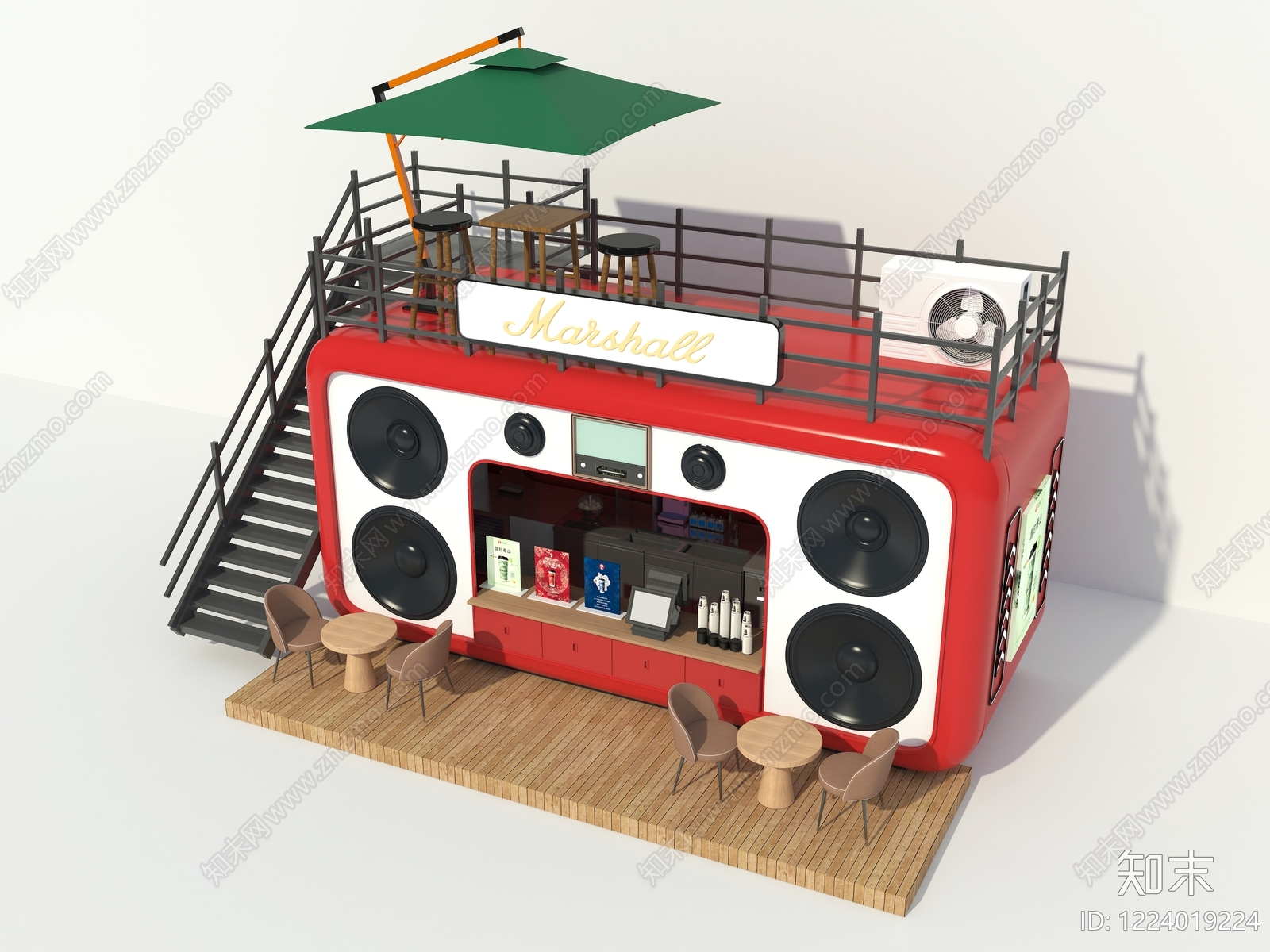 复古餐饮建筑SU模型下载【ID:1224019224】