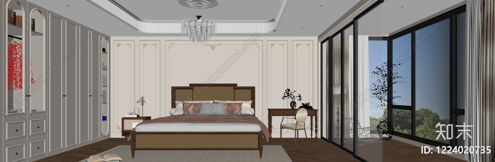 奶油风主卧3D模型下载【ID:1224020735】