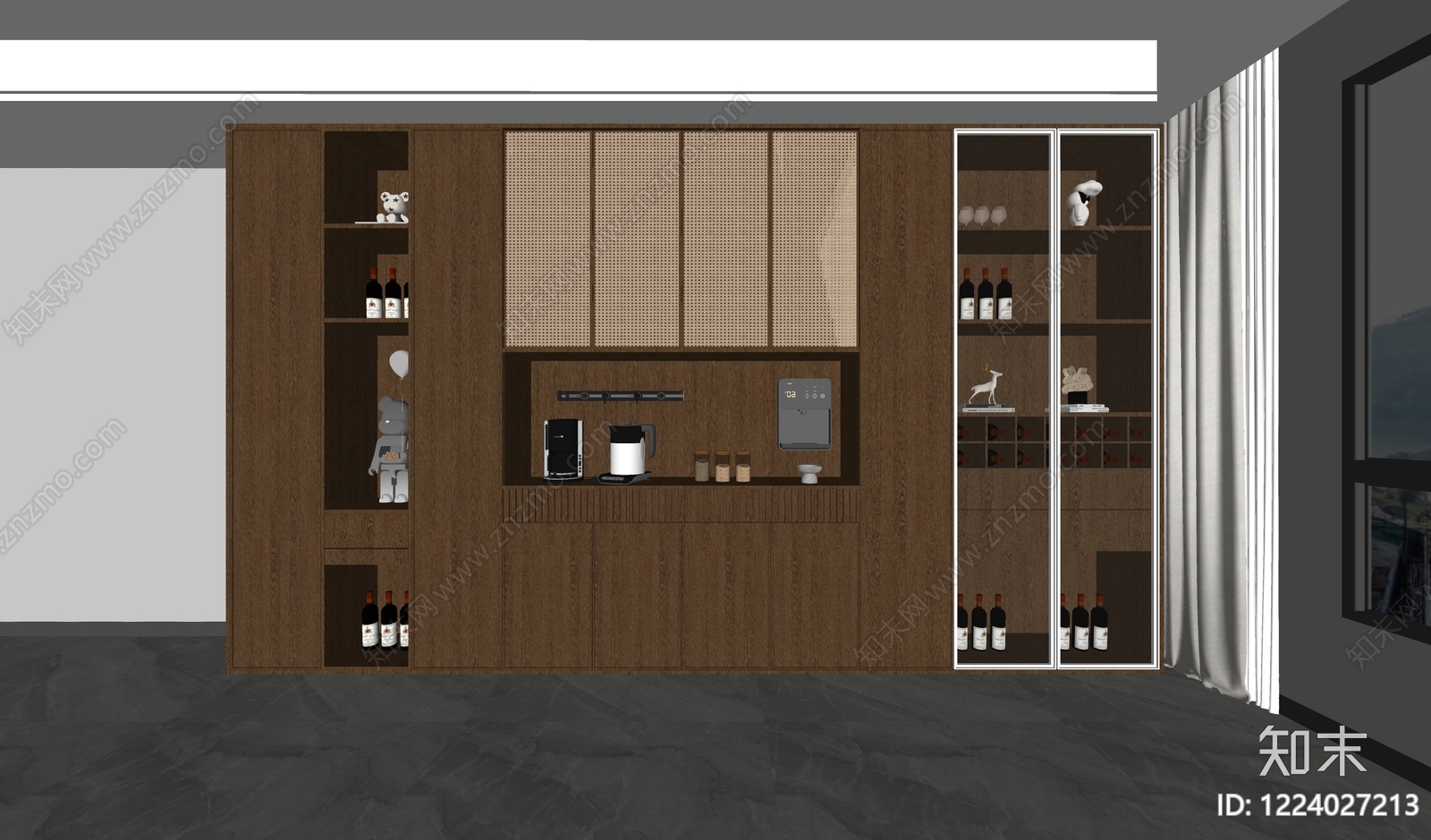 现代简约餐边柜SU模型下载【ID:1224027213】