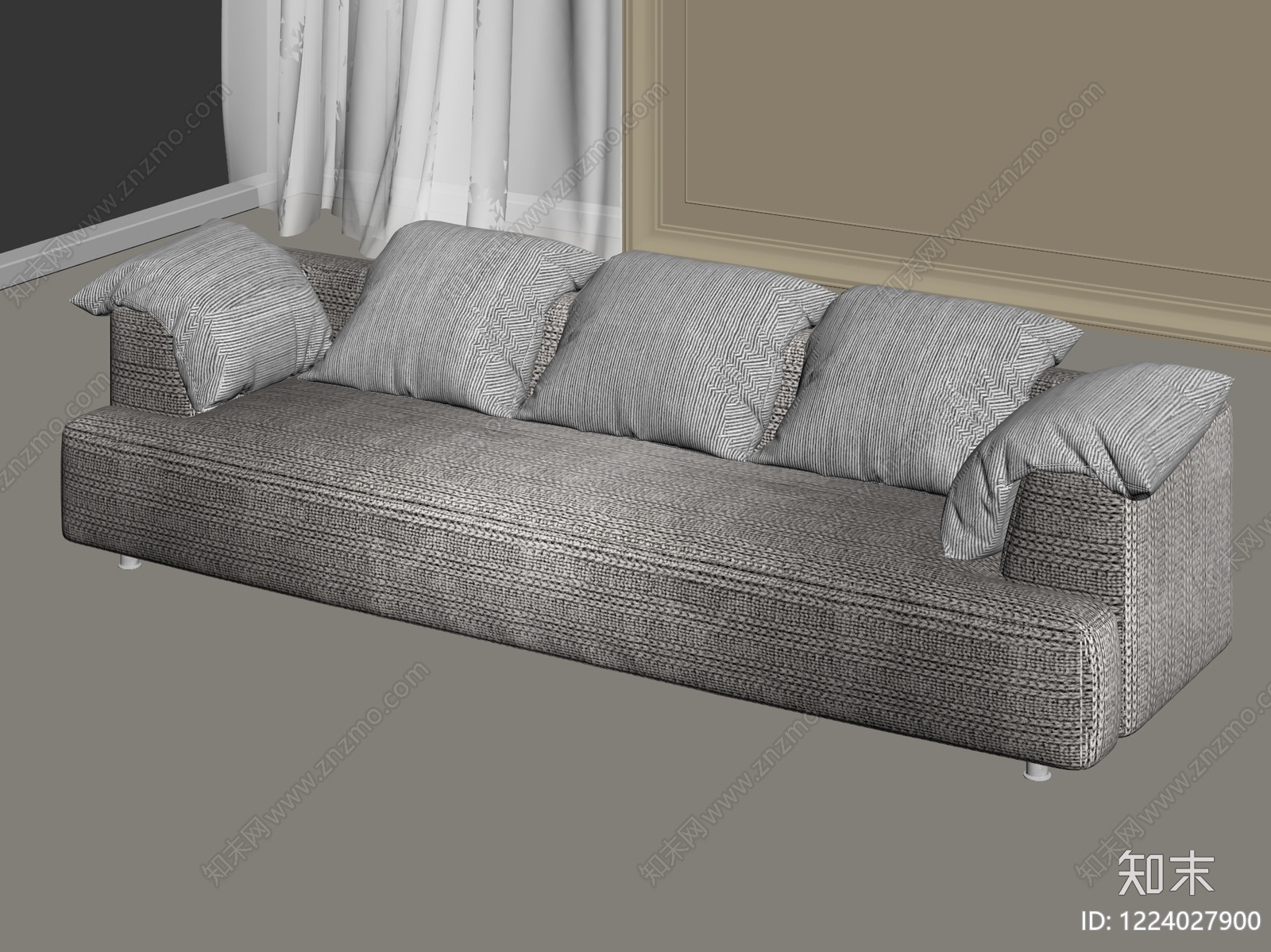 现代简约多人沙发3D模型下载【ID:1224027900】