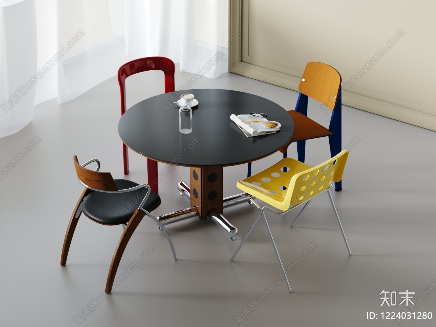 包豪斯餐桌椅3D模型下载【ID:1224031280】