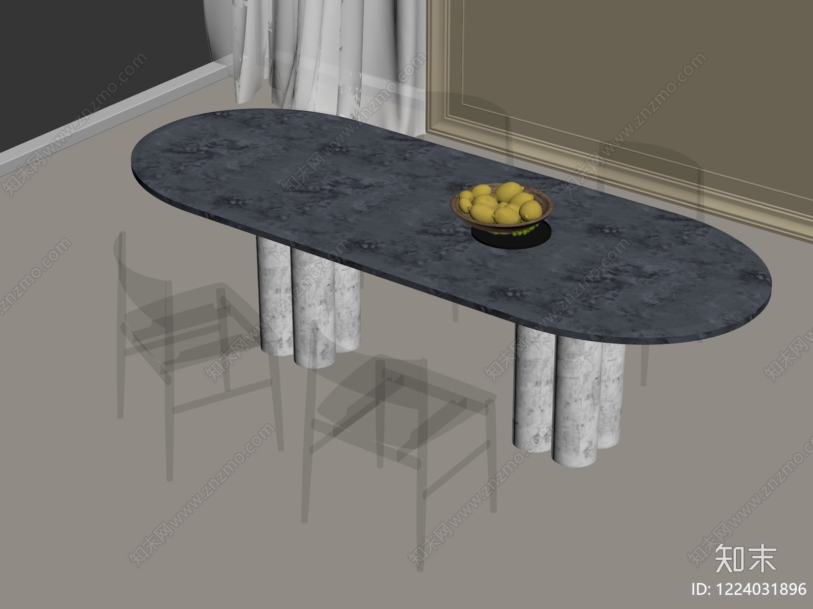 意式极简餐桌椅3D模型下载【ID:1224031896】