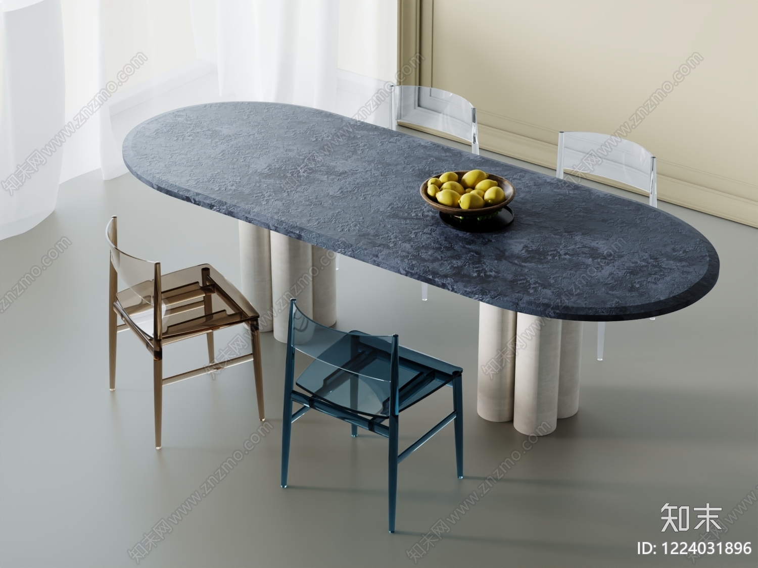 意式极简餐桌椅3D模型下载【ID:1224031896】