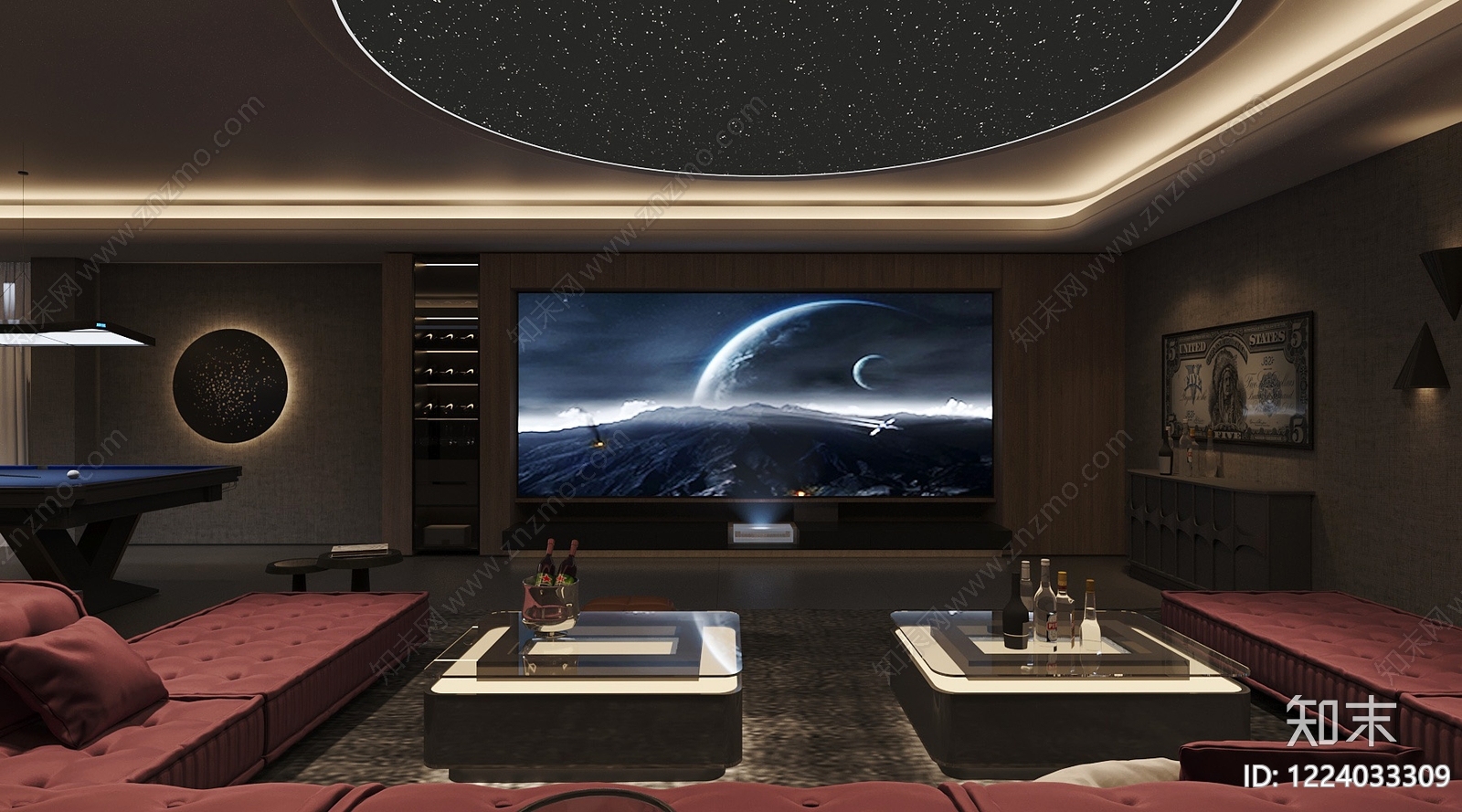 轻奢影音室3D模型下载【ID:1224033309】