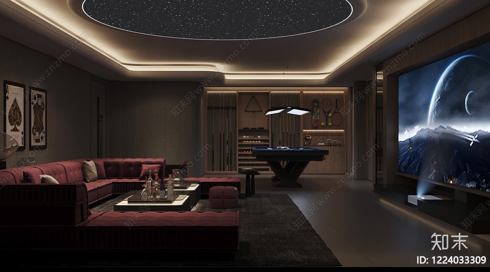 轻奢影音室3D模型下载【ID:1224033309】