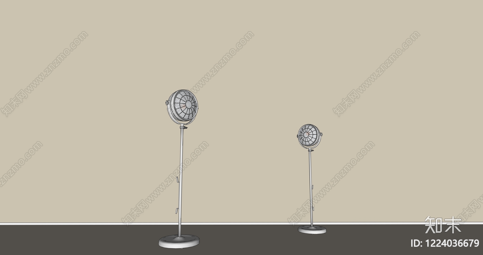 复古工业风落地灯SU模型下载【ID:1224036679】