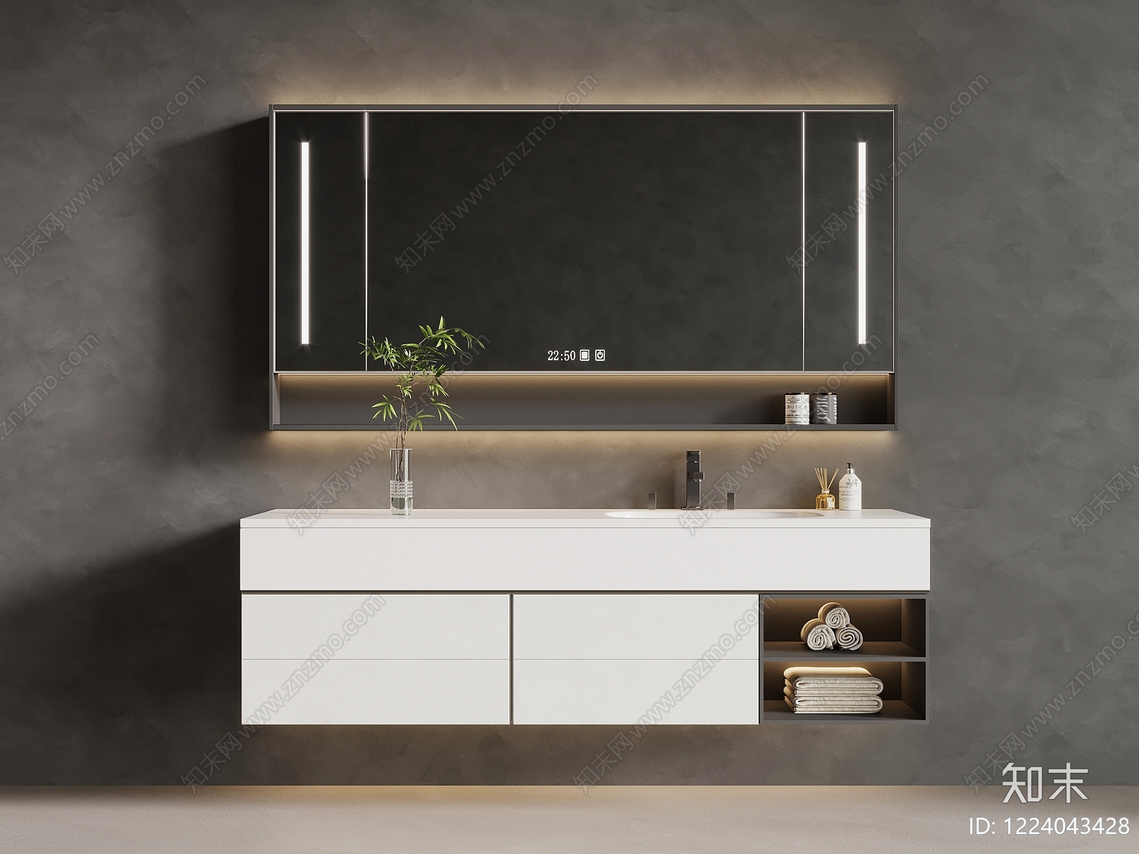 极简浴室柜SU模型下载【ID:1224043428】