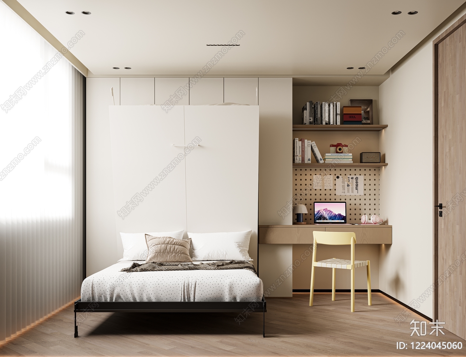 现代简约小卧室3D模型下载【ID:1224045060】
