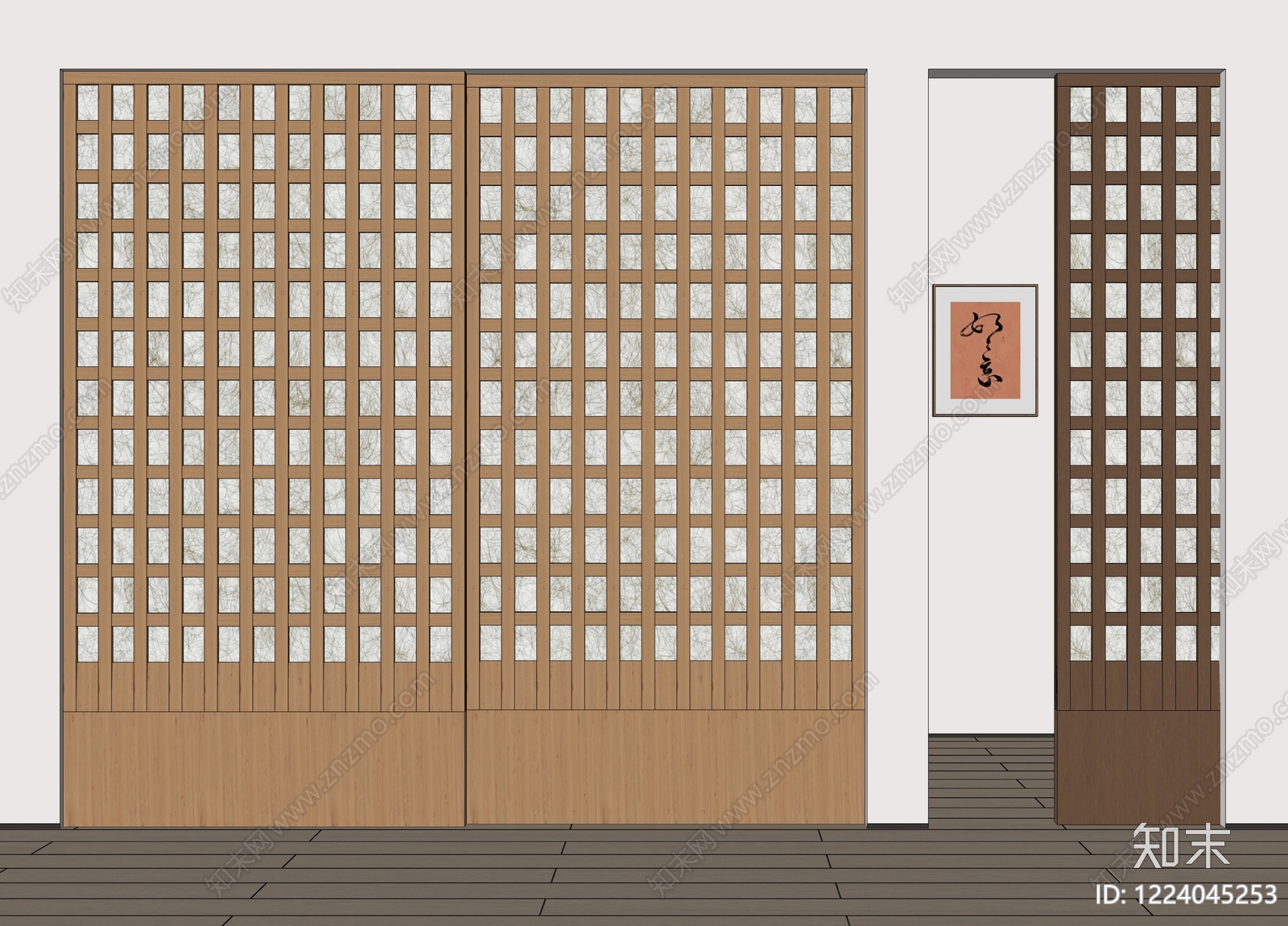 日式推拉门SU模型下载【ID:1224045253】