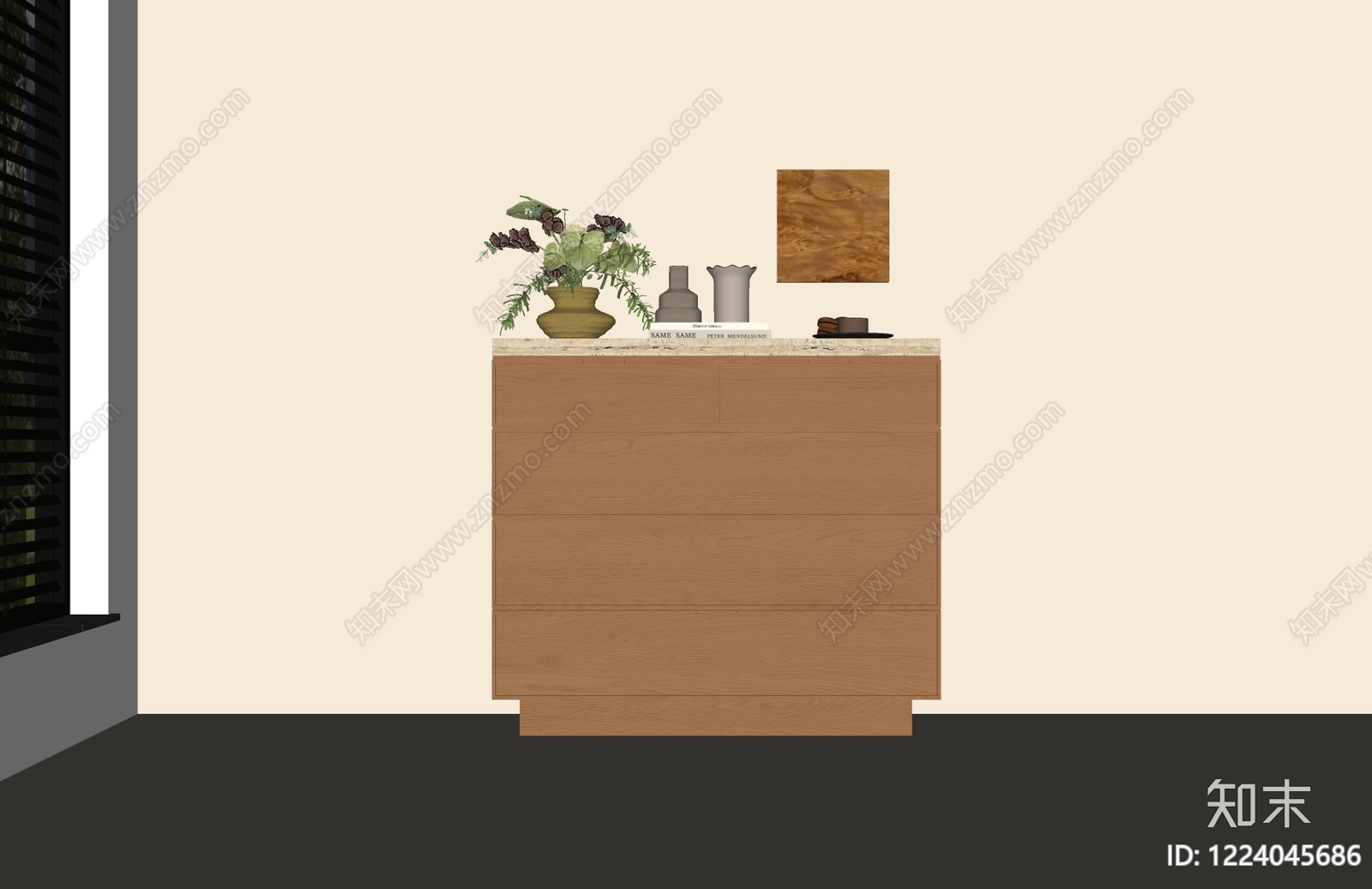原木风斗柜SU模型下载【ID:1224045686】