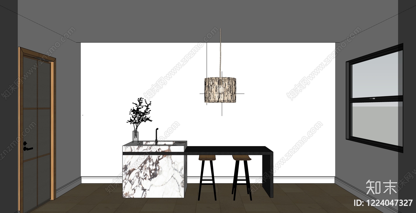 极简吧台SU模型下载【ID:1224047327】