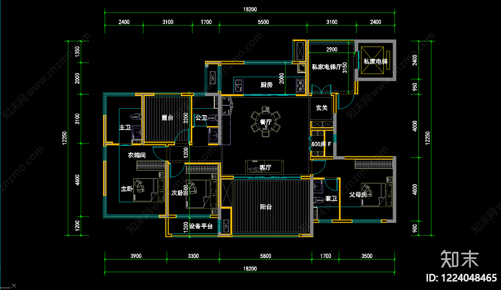 高层住宅cad施工图下载【ID:1224048465】