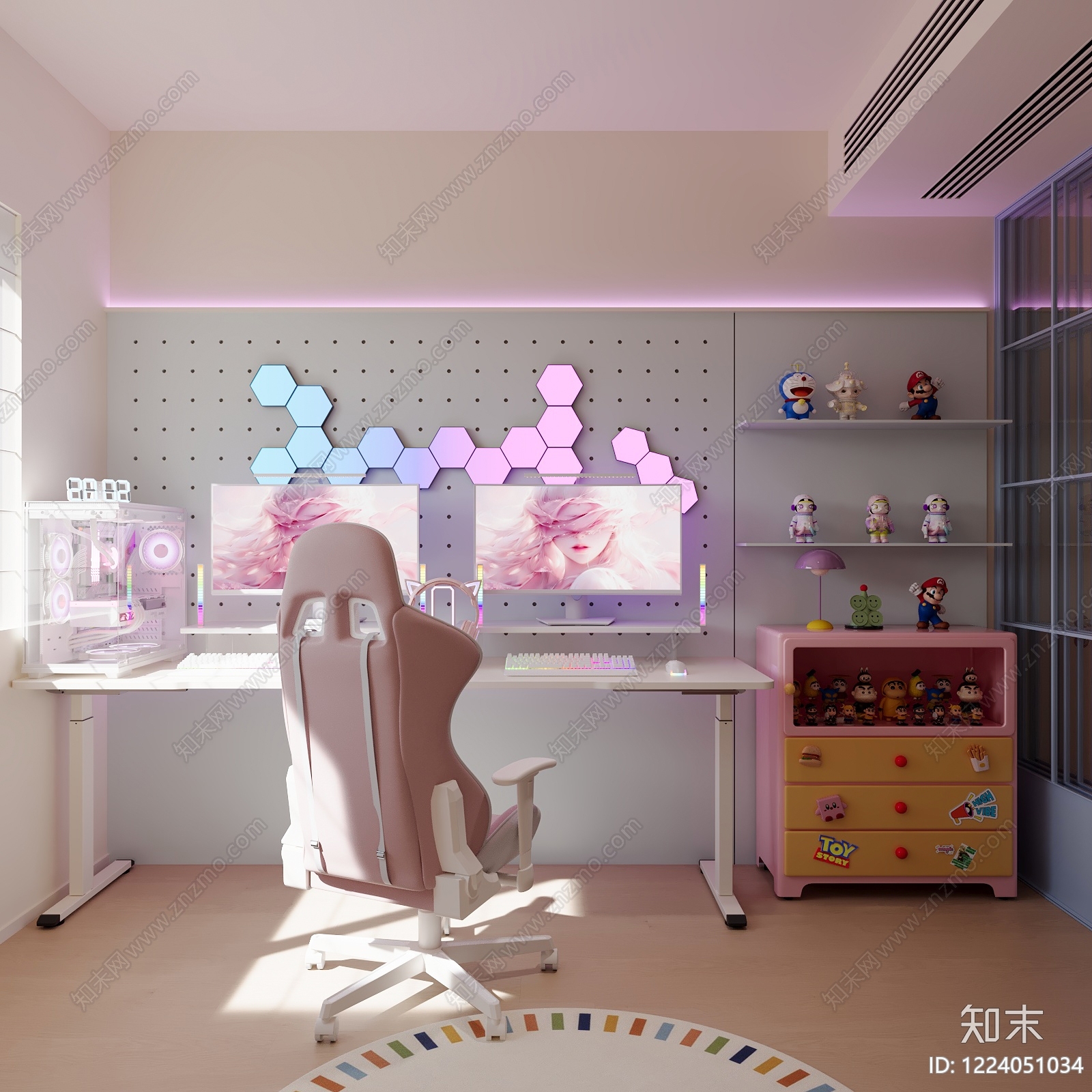 现代简约书桌椅3D模型下载【ID:1224051034】