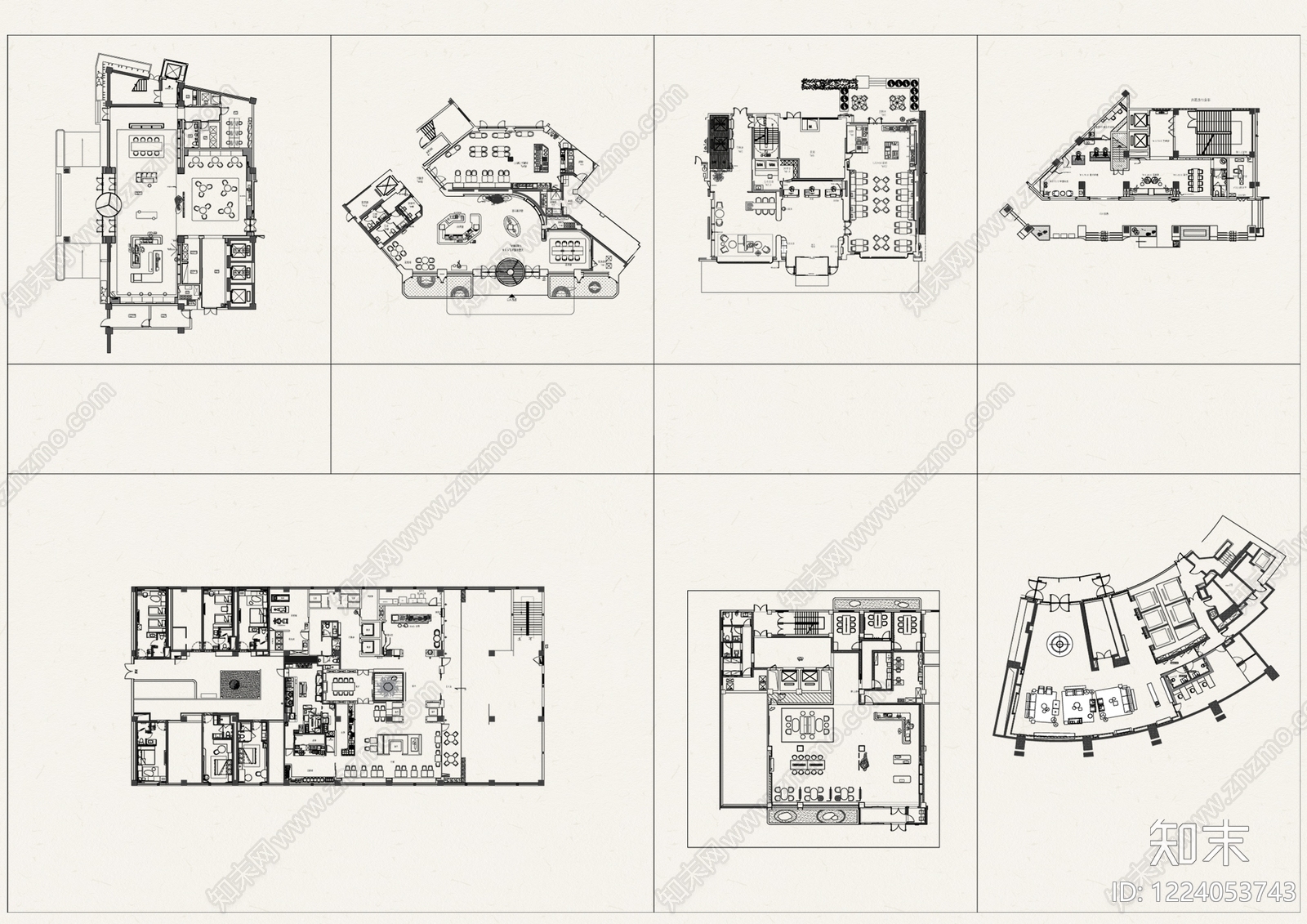 酒店建筑cad施工图下载【ID:1224053743】