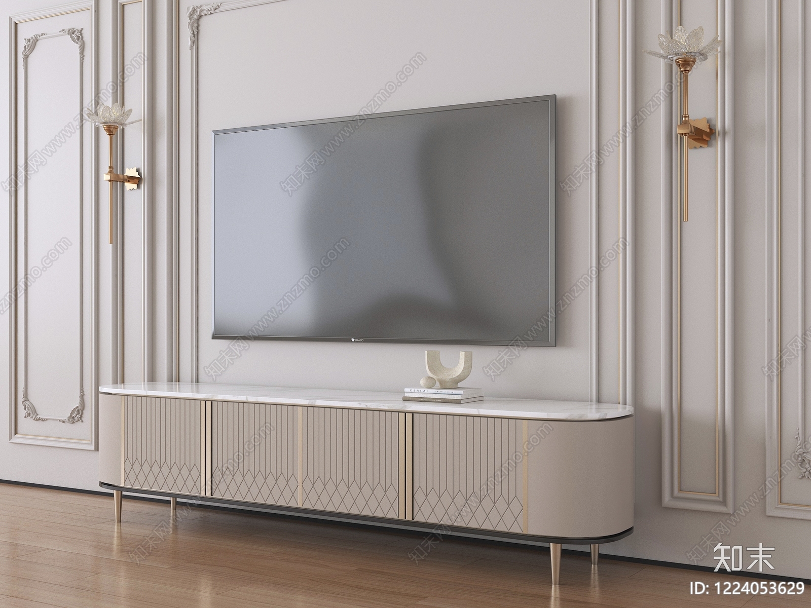 轻奢电视柜3D模型下载【ID:1224053629】