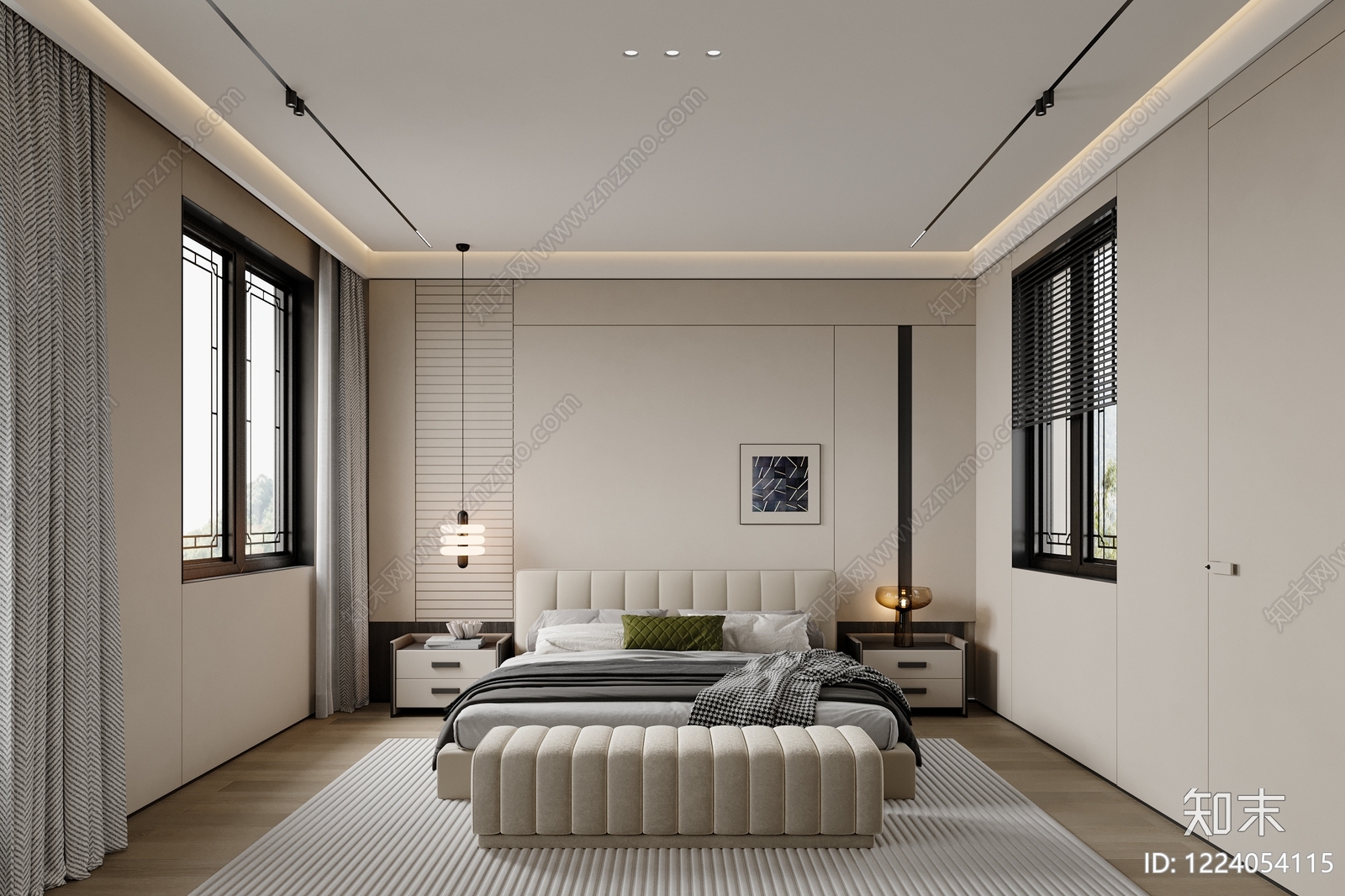 现代简约主卧3D模型下载【ID:1224054115】