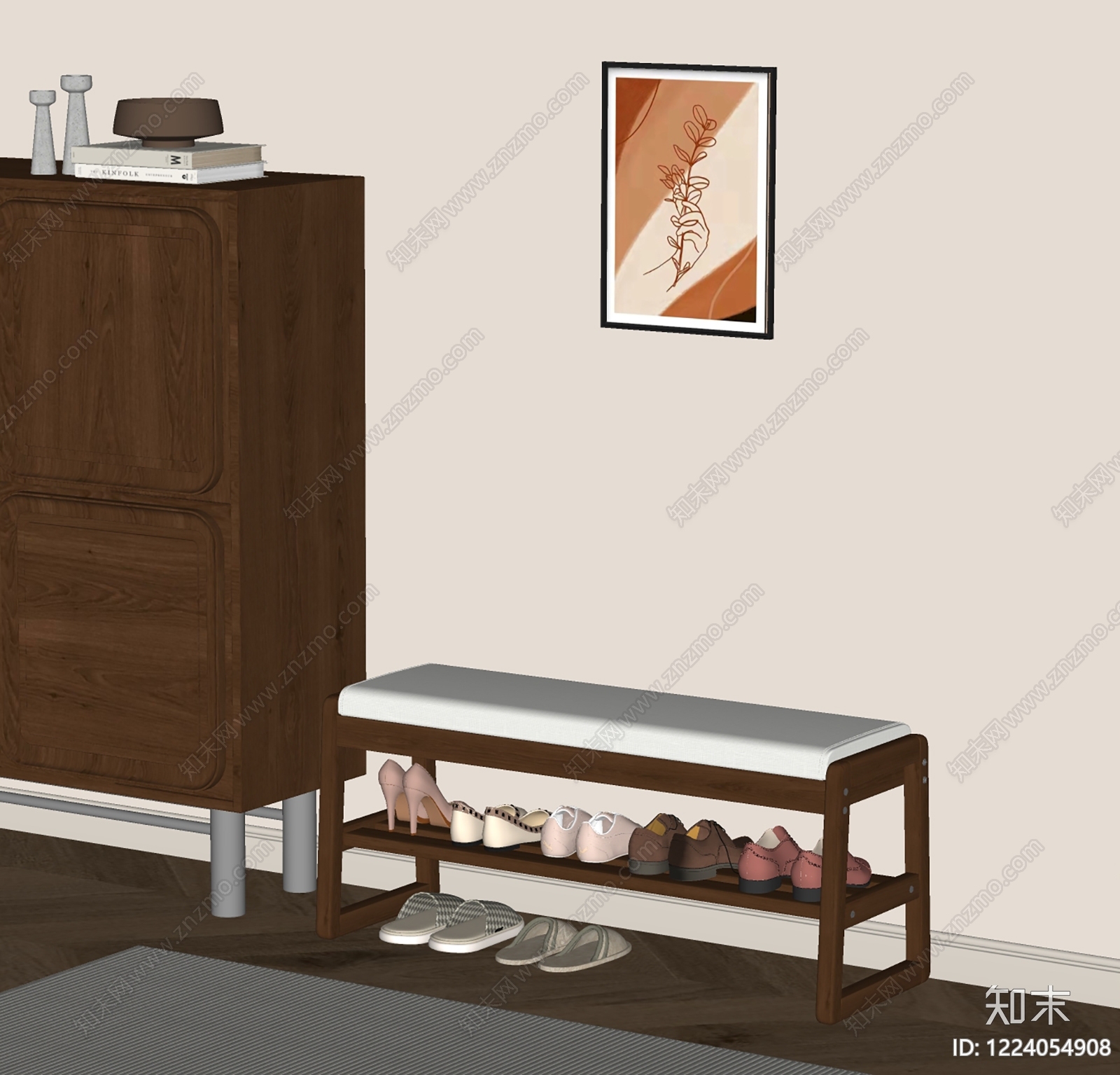 奶油风其他凳子SU模型下载【ID:1224054908】