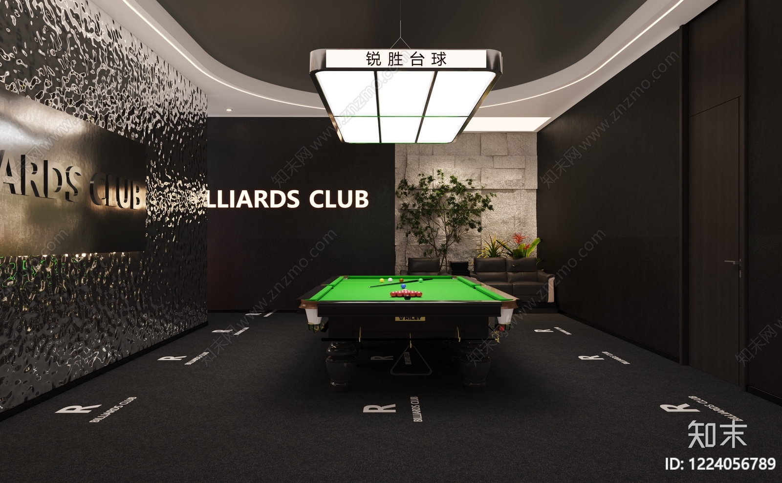 轻奢台球室3D模型下载【ID:1224056789】