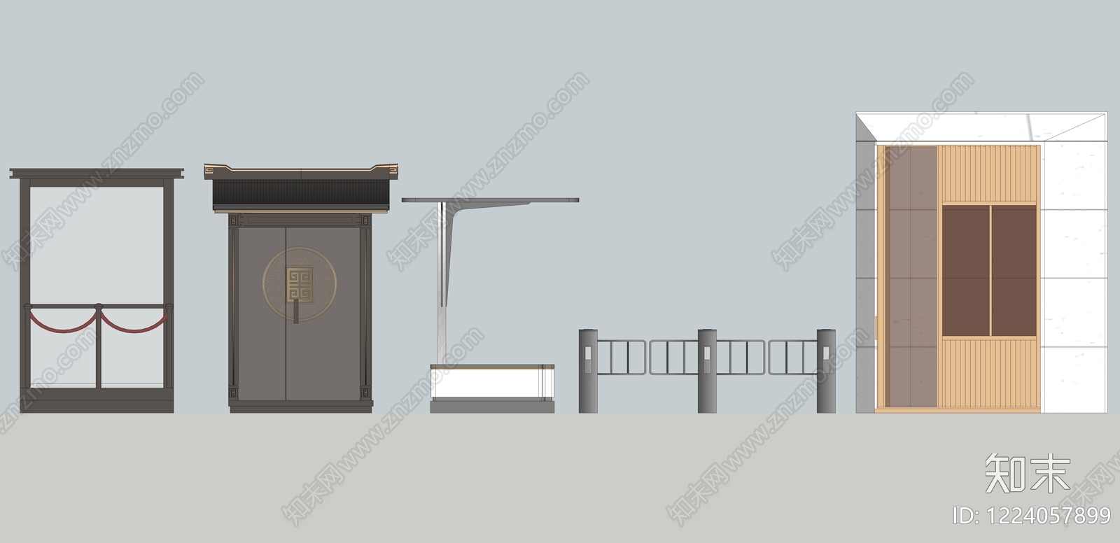 新中式其他景观构筑SU模型下载【ID:1224057899】