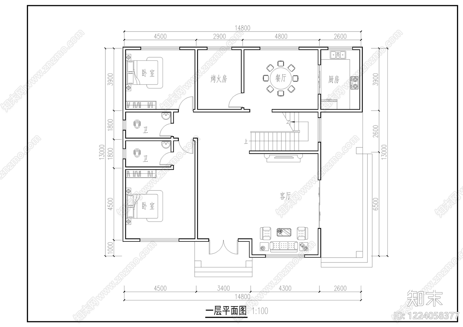 别墅建筑cad施工图下载【ID:1224058377】