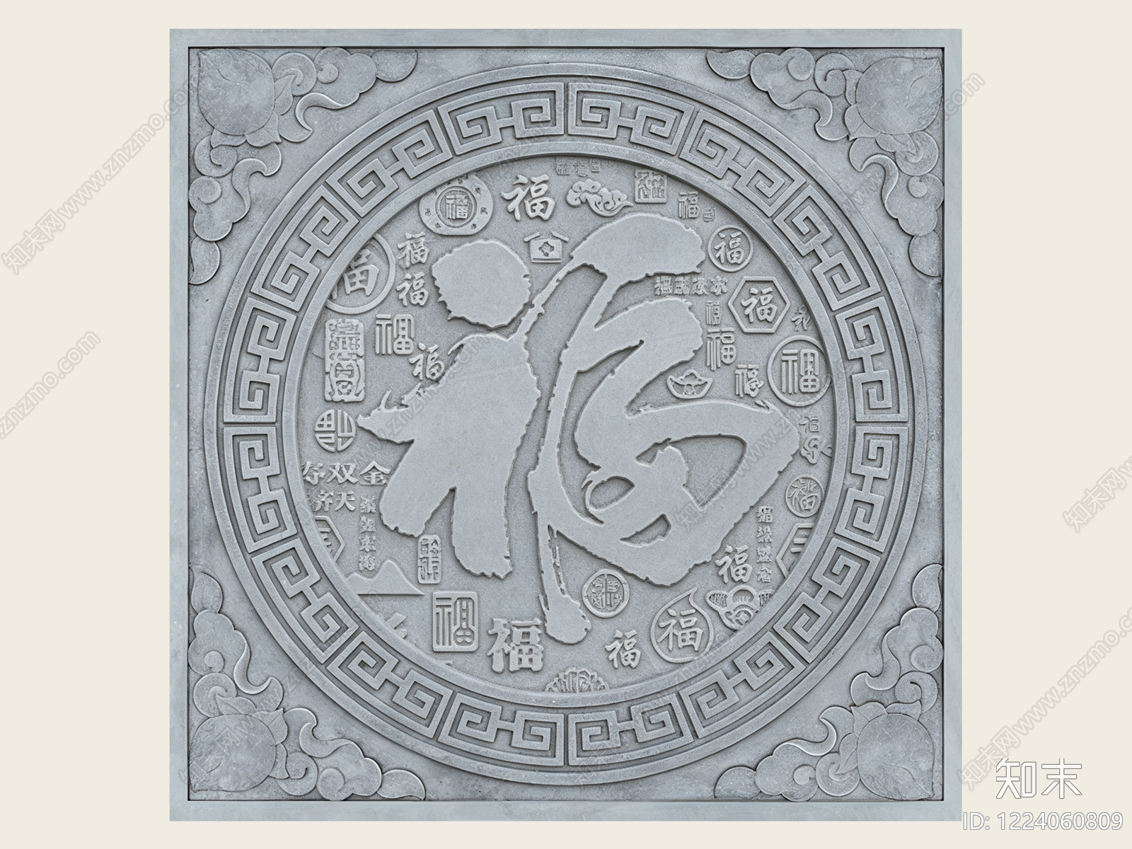 中式浮雕SU模型草图