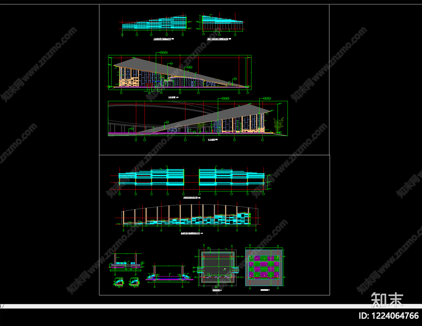 会议中心建筑cad施工图下载【ID:1224064766】
