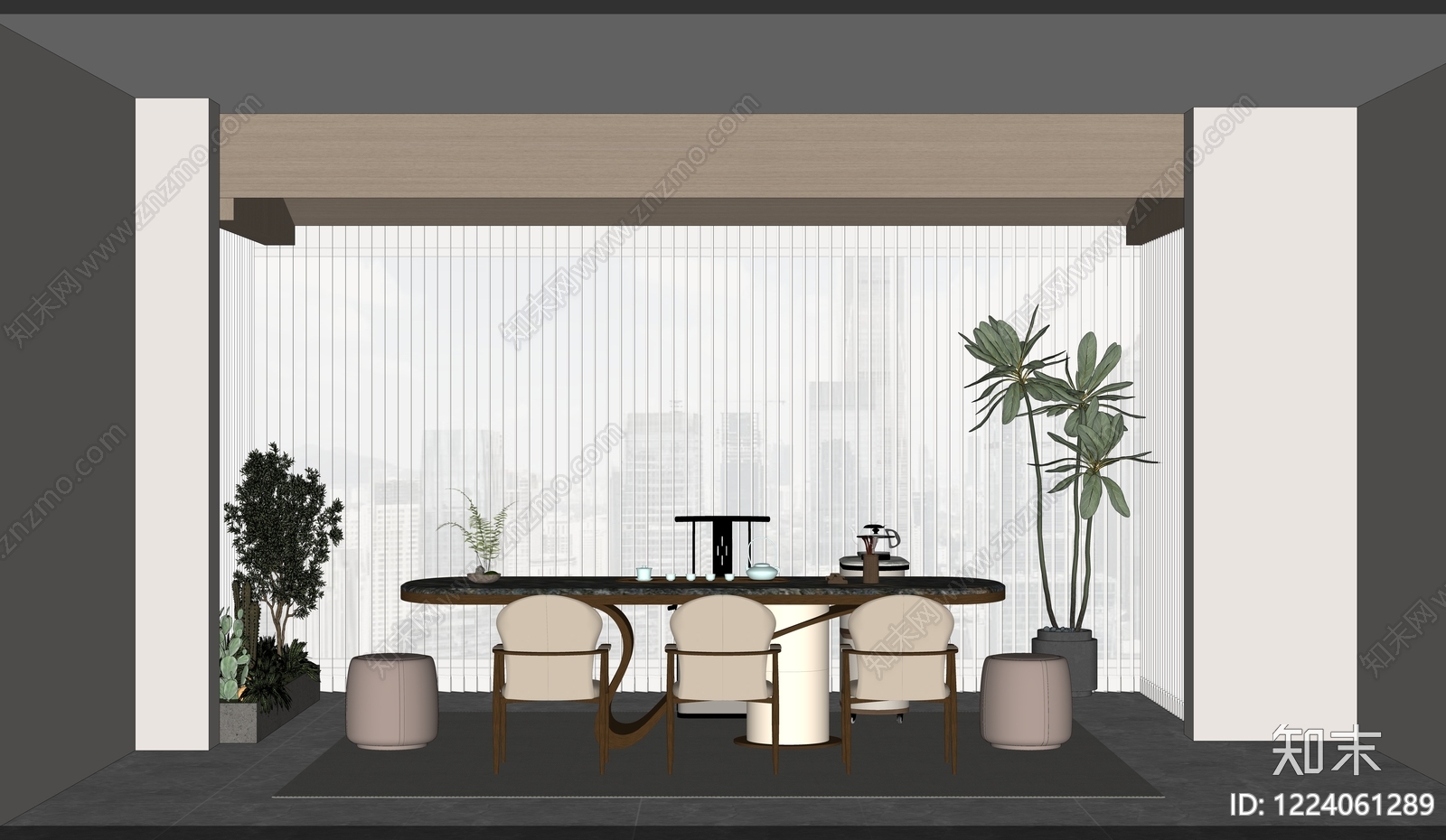 新中式接待室SU模型下载【ID:1224061289】