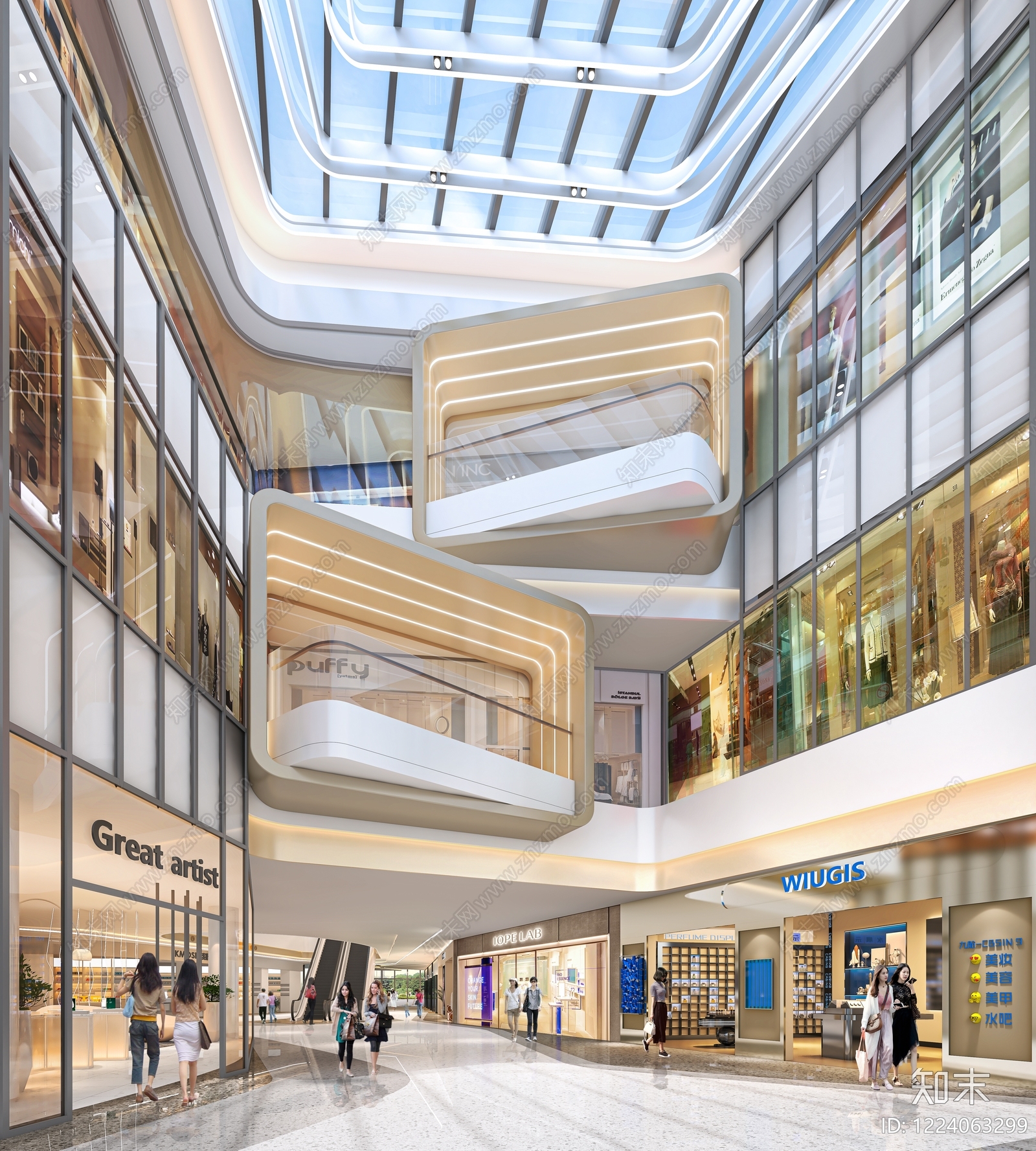 现代简约商场3D模型渲染效果图