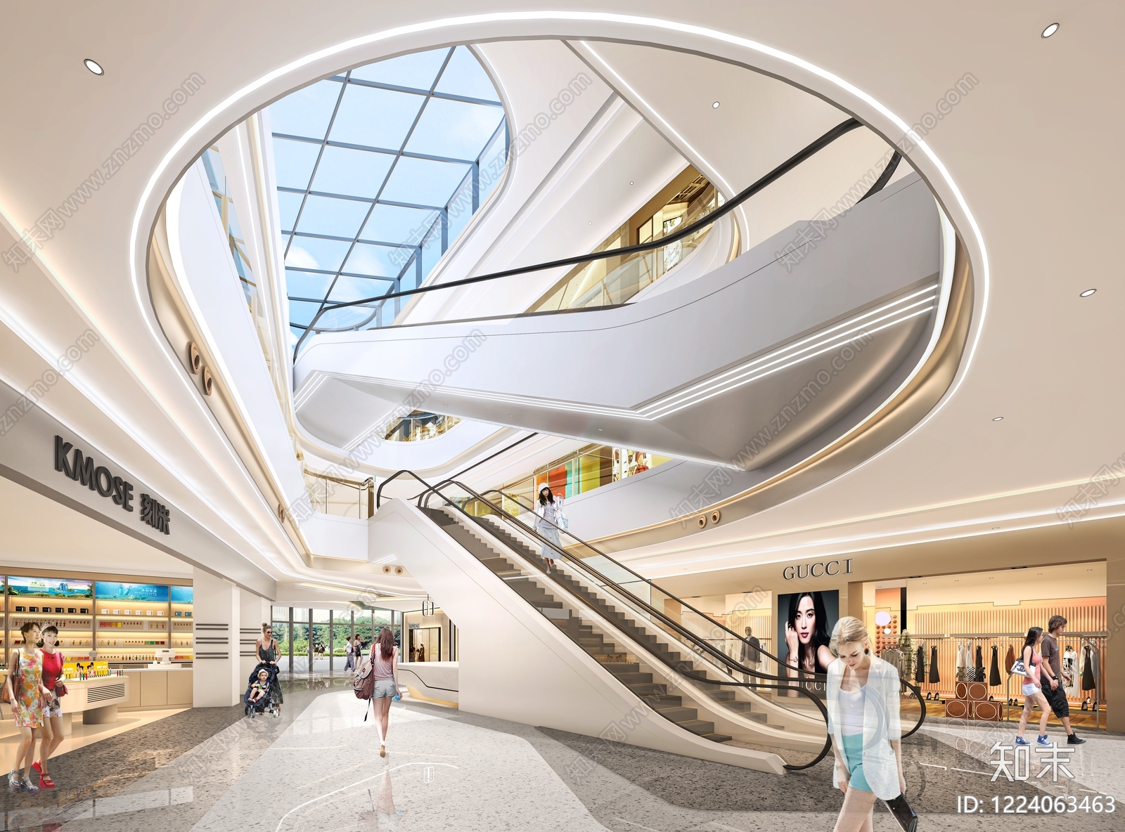 现代简约商场3D模型渲染效果图