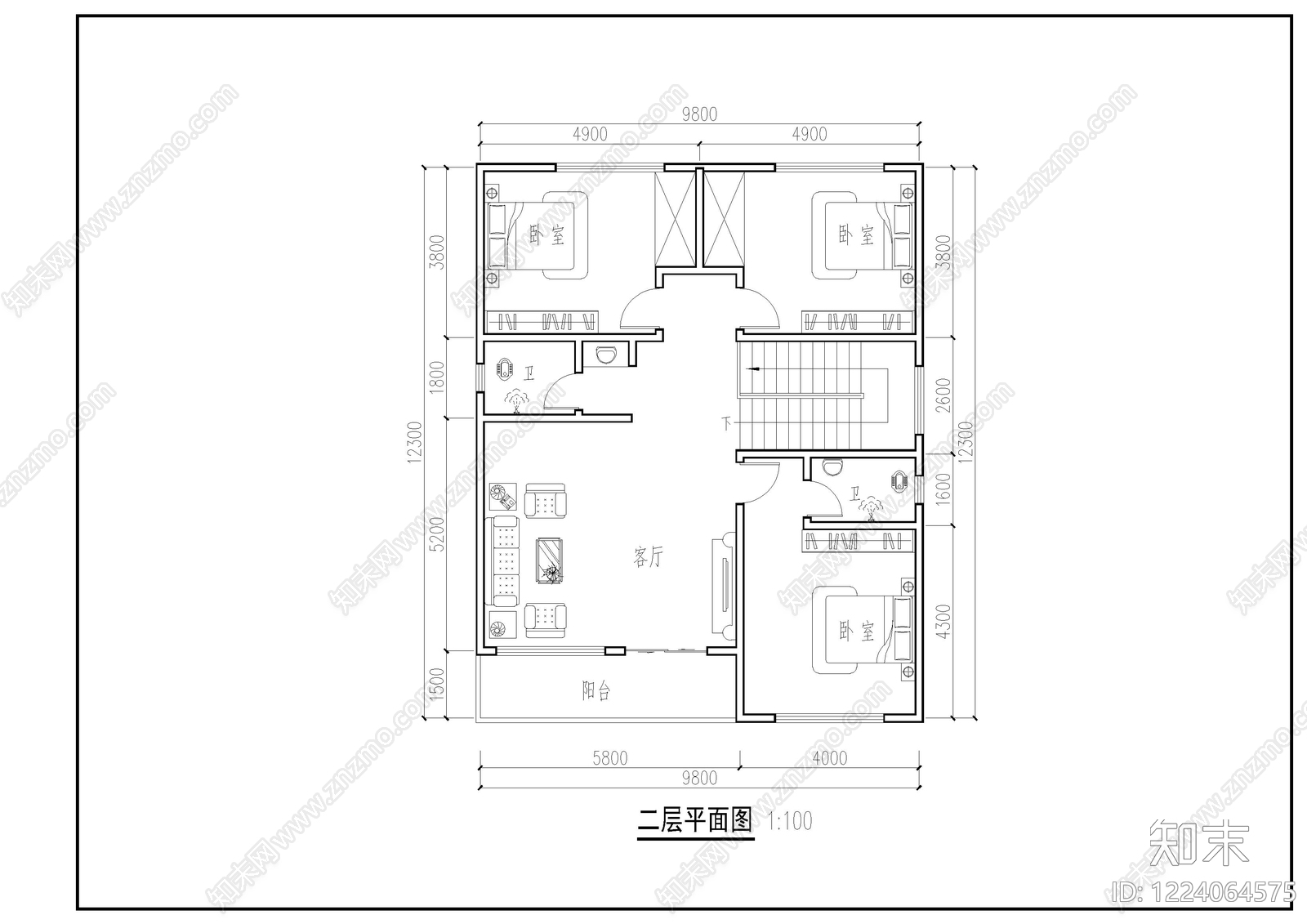别墅建筑cad施工图下载【ID:1224064575】