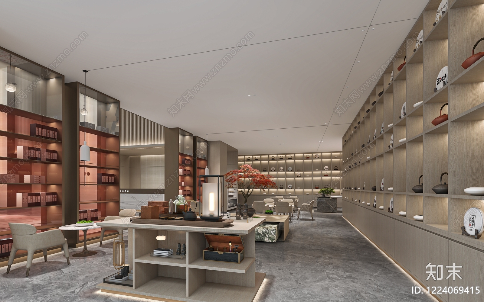 新中式酒店大堂3D模型下载【ID:1224069415】