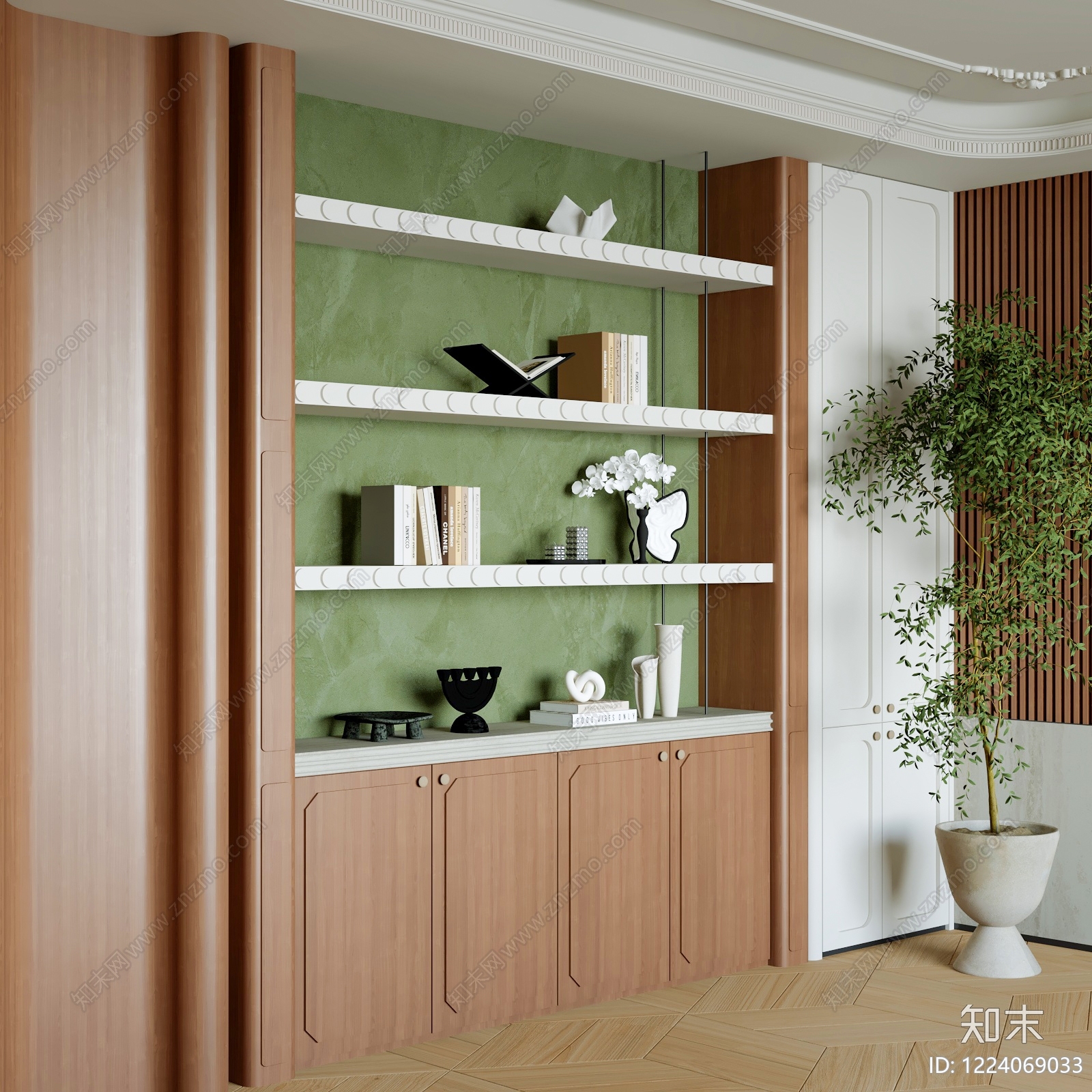 现代简约书柜3D模型下载【ID:1224069033】