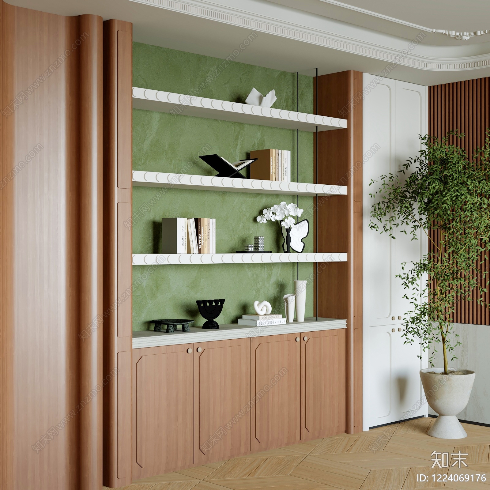 现代简约书柜SU模型下载【ID:1224069176】