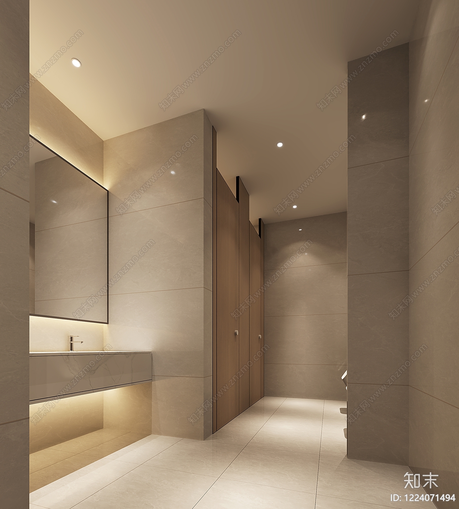 极简公共卫生间3D模型下载【ID:1224071494】