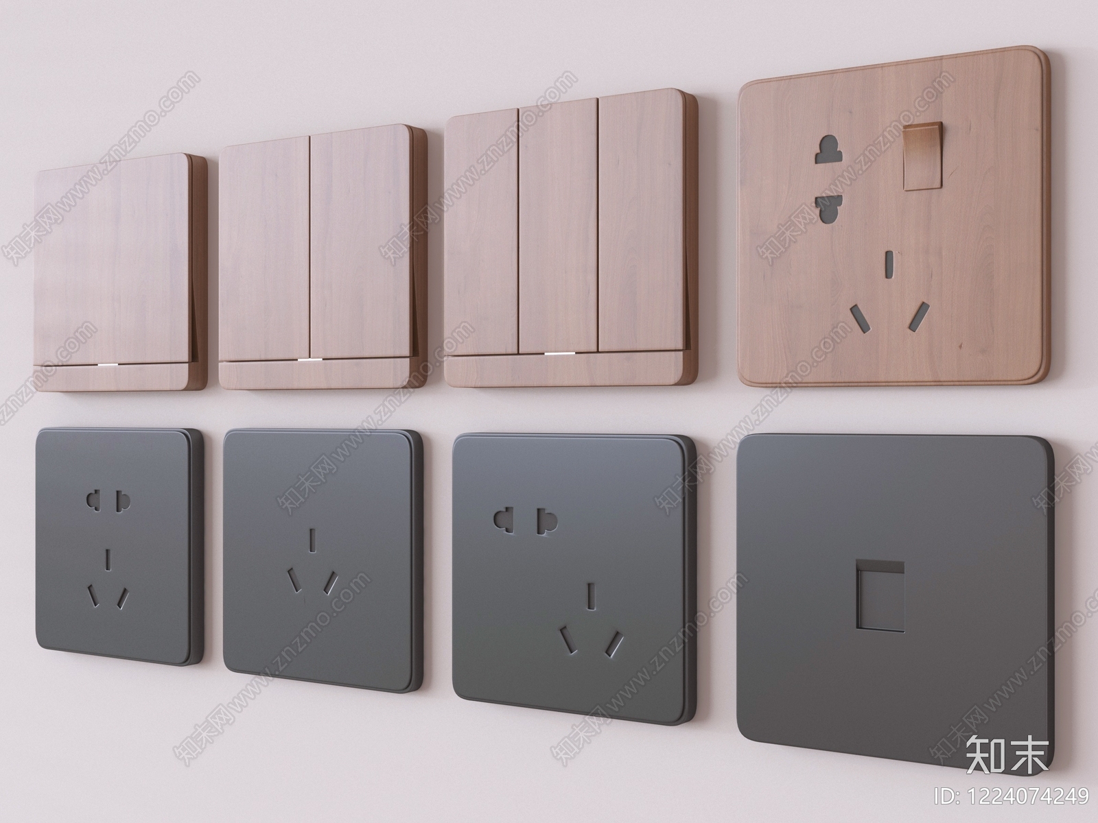 现代简约插座3D模型下载【ID:1224074249】