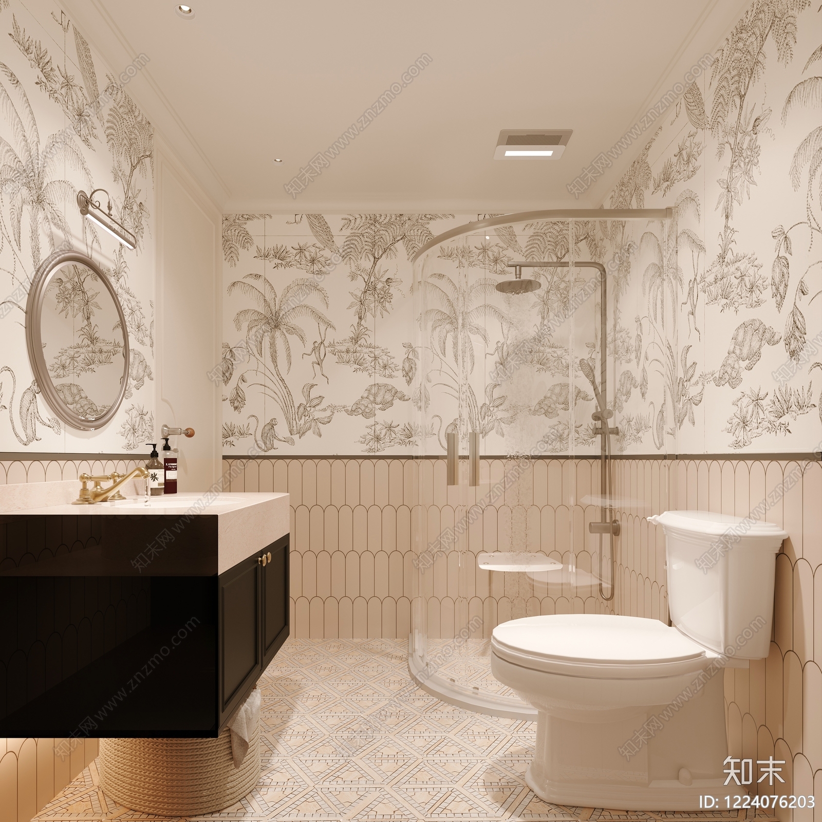 法式卫生间3D模型下载【ID:1224076203】