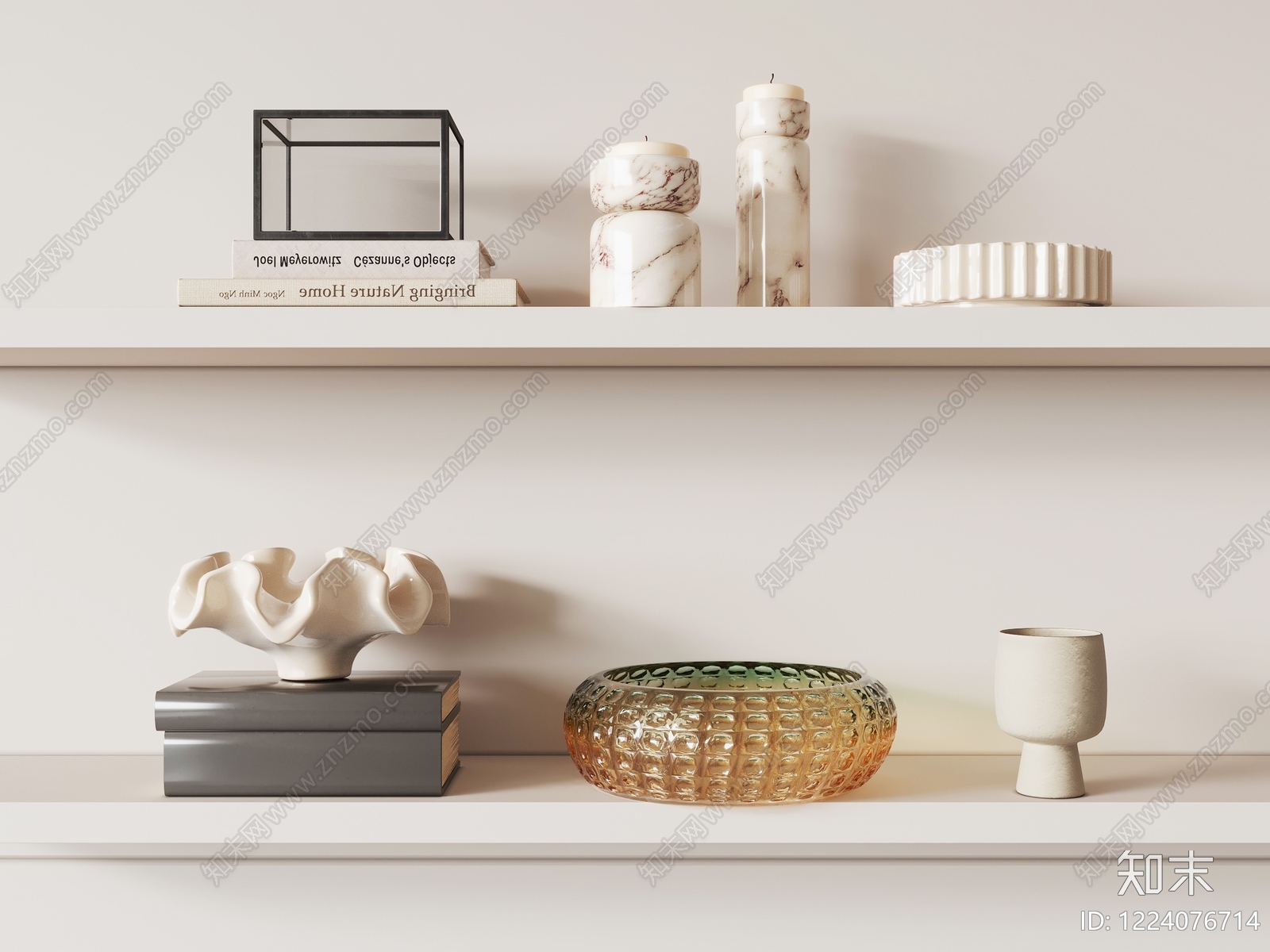 奶油风摆件组合3D模型下载【ID:1224076714】