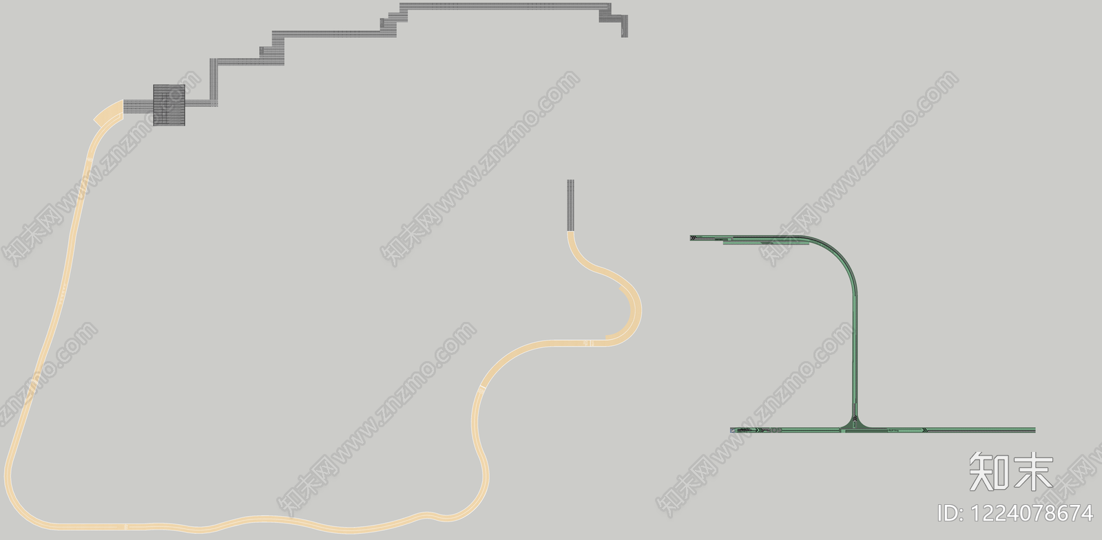 未来主义园路SU模型下载【ID:1224078674】