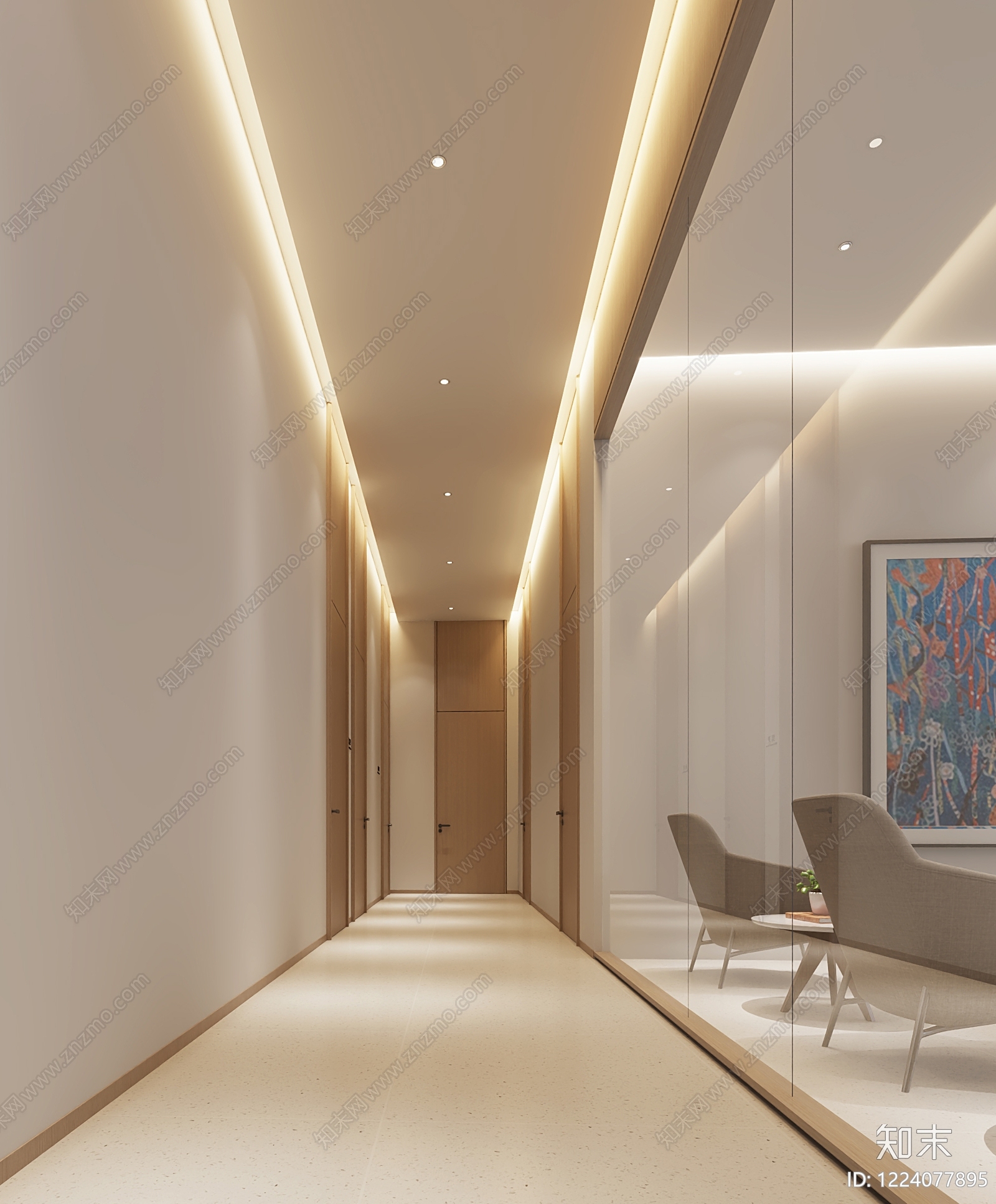 极简走廊3D模型下载【ID:1224077895】