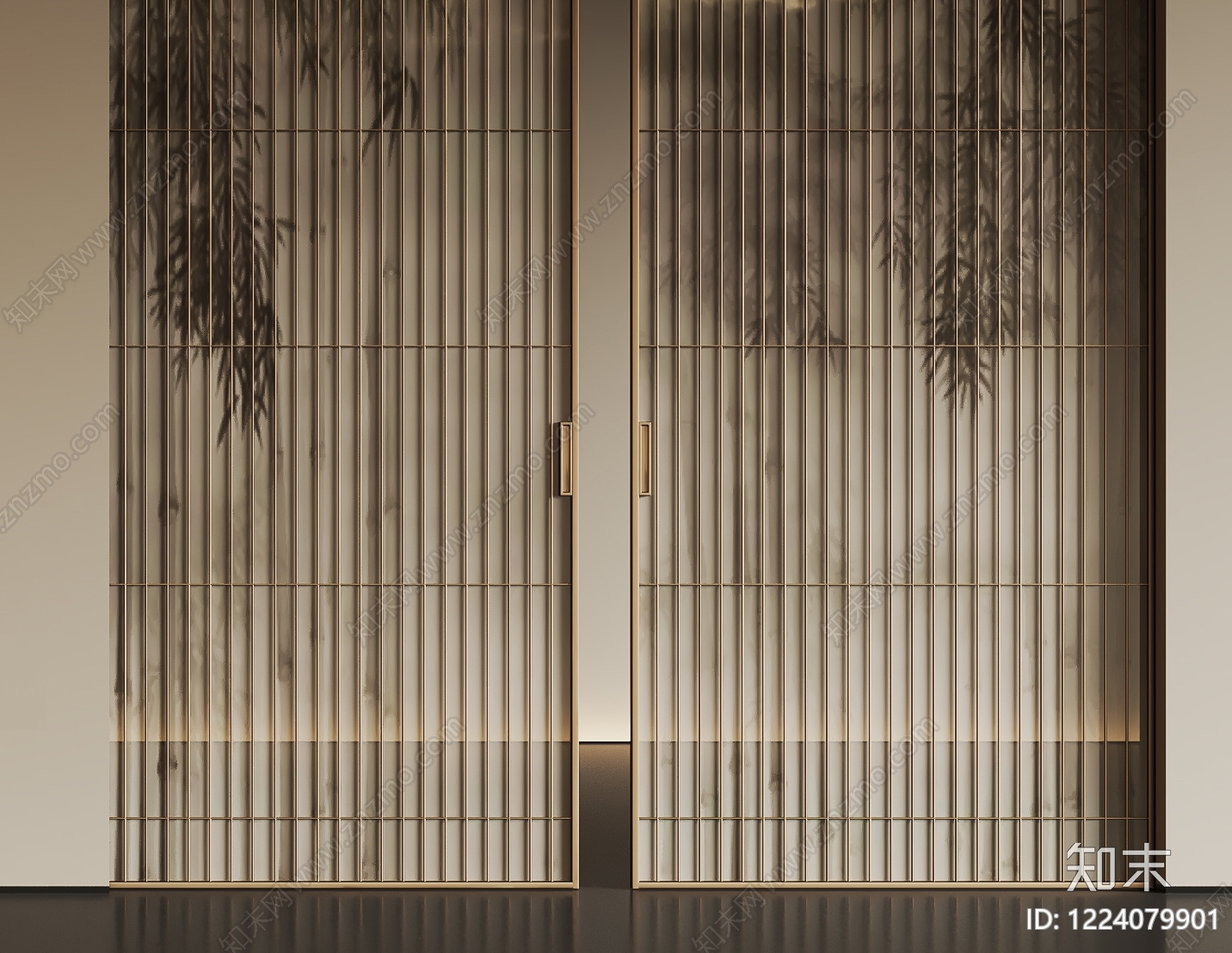 新中式推拉门SU模型下载【ID:1224079901】