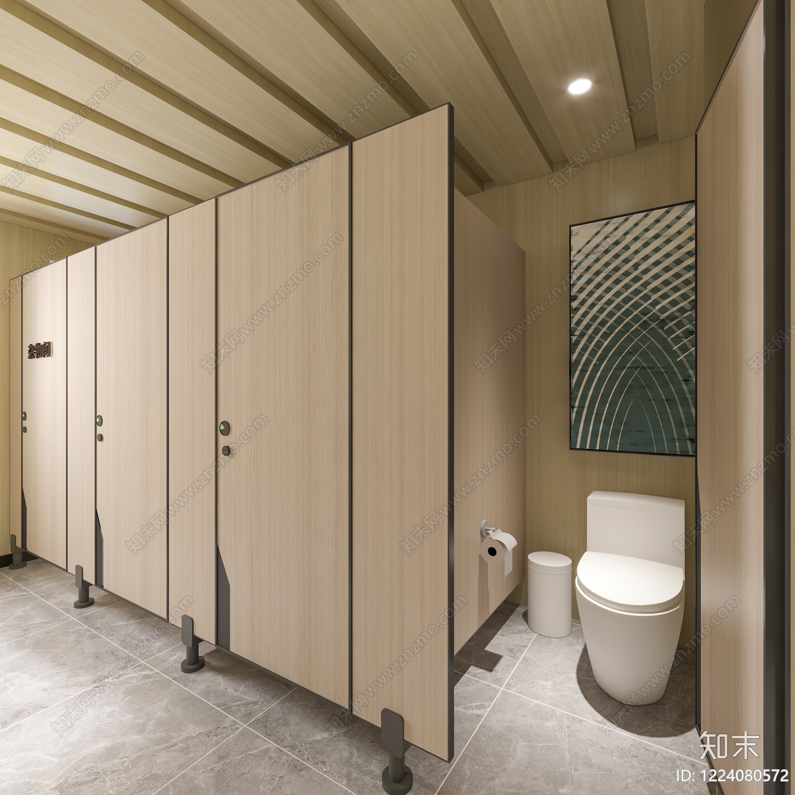 原木风公共卫生间3D模型下载【ID:1224080572】